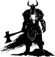 AI generated Silhouette viking warrior in mmorpg game black color only vector