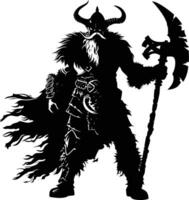 AI generated Silhouette viking warrior in mmorpg game black color only vector