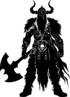 AI generated Silhouette viking warrior in mmorpg game black color only vector