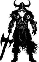 AI generated Silhouette viking warrior in mmorpg game black color only vector