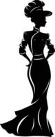 AI generated Silhouette women chef black color only full body vector