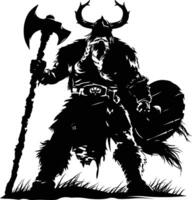 AI generated Silhouette viking warrior in mmorpg game black color only vector