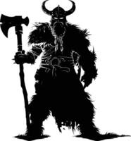 AI generated Silhouette viking warrior in mmorpg game black color only vector