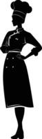 AI generated Silhouette women chef black color only full body vector