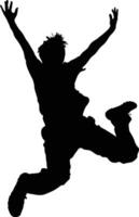 AI generated Silhouette young man jump happy enjoy life full body vector