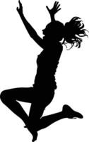 AI generated Silhouette young woman jump happy enjoy life full body vector