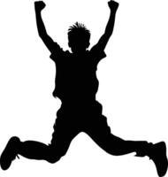 AI generated Silhouette young man jump happy enjoy life full body vector