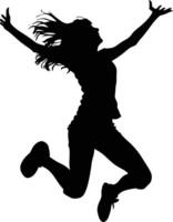 AI generated Silhouette young woman jump happy enjoy life full body vector