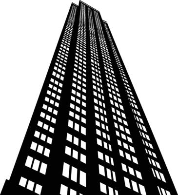 AI generated Silhouette skyscraper black color only