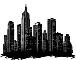 AI generated Silhouette skyscrapers black color only vector