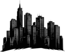 AI generated Silhouette skyscrapers black color only vector