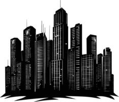 AI generated Silhouette skyscrapers black color only vector