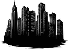 AI generated Silhouette skyscrapers black color only vector