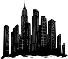 AI generated Silhouette skyscrapers black color only vector