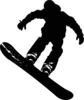 AI generated Silhouette snowboard jumps in the air black color only vector