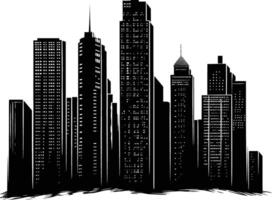 AI generated Silhouette skyscrapers black color only vector