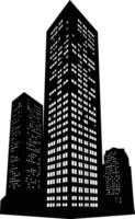 AI generated Silhouette skyscraper black color only vector