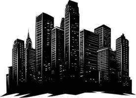 AI generated Silhouette skyscrapers black color only vector