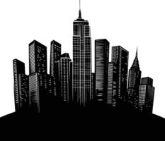 AI generated Silhouette skyscrapers black color only vector