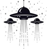 AI generated Silhouette space invaders by UFO black color only vector