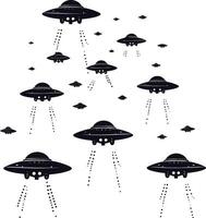 AI generated Silhouette space invaders by UFO black color only vector