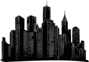 AI generated Silhouette skyscrapers black color only vector