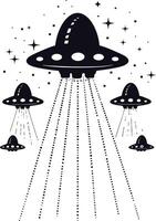 AI generated Silhouette space invaders by UFO black color only vector