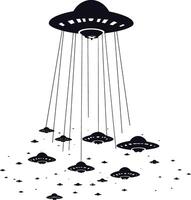 AI generated Silhouette space invaders by UFO black color only vector