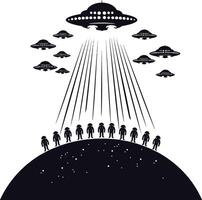 AI generated Silhouette space invaders by UFO black color only vector