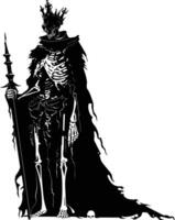 AI generated Silhouette undead king in mmorpg game black color only vector