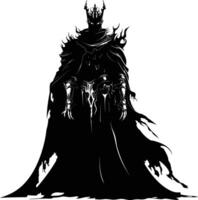 AI generated Silhouette undead king in mmorpg game black color only vector