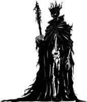 AI generated Silhouette undead king in mmorpg game black color only vector