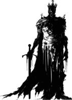 AI generated Silhouette undead king in mmorpg game black color only vector