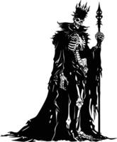 AI generated Silhouette undead king in mmorpg game black color only vector