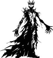 AI generated Silhouette undead king in mmorpg game black color only vector