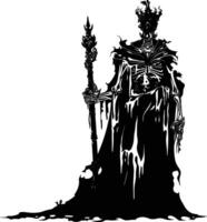 AI generated Silhouette undead king in mmorpg game black color only vector