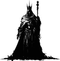 AI generated Silhouette undead king in mmorpg game black color only vector