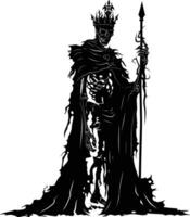 AI generated Silhouette undead king in mmorpg game black color only vector