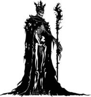 AI generated Silhouette undead king in mmorpg game black color only vector