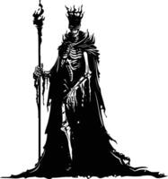 AI generated Silhouette undead king in mmorpg game black color only vector