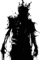 AI generated Silhouette undead king in mmorpg game black color only vector