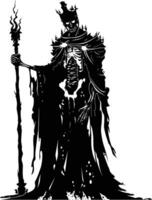 AI generated Silhouette undead king in mmorpg game black color only vector