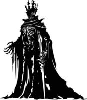 AI generated Silhouette undead king in mmorpg game black color only vector