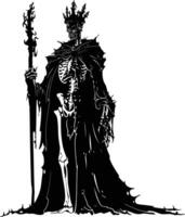 AI generated Silhouette undead king in mmorpg game black color only vector