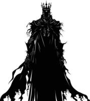 AI generated Silhouette undead king in mmorpg game black color only vector