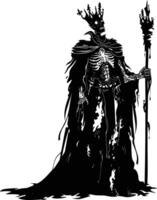 AI generated Silhouette undead king in mmorpg game black color only vector