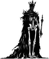 AI generated Silhouette undead king in mmorpg game black color only vector