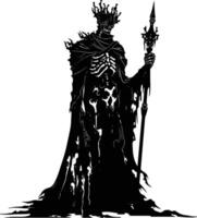 AI generated Silhouette undead king in mmorpg game black color only vector