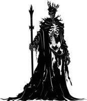 AI generated Silhouette undead king in mmorpg game black color only vector