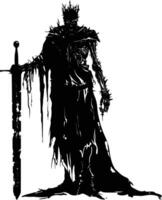 AI generated Silhouette undead king in mmorpg game black color only vector